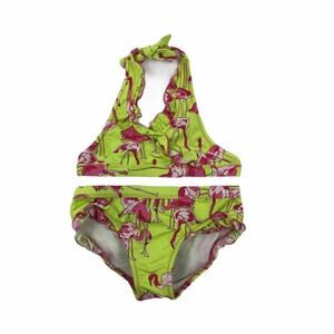 Girl Garnet Hill Pink Flamingo Bikini Size 7